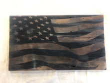 Load image into Gallery viewer, American Flag lasered engraved on reclaimed wood.