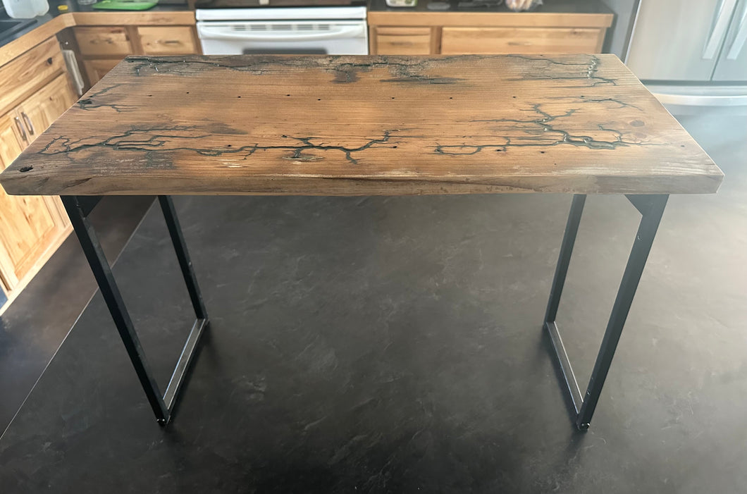 Small Bench/Plant Stand with Lichtenberg fractaling