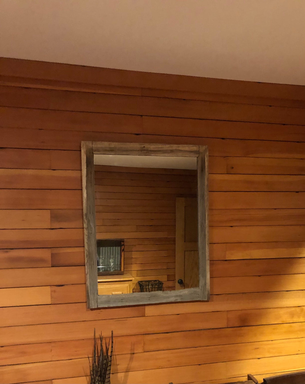 Natural Reclaimed Window Frame and Reclaimed Mirror.