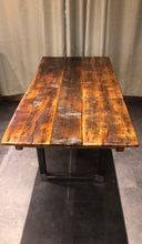 Load image into Gallery viewer, Rough Cut Reclaimed Wood Table with Steel Legs
