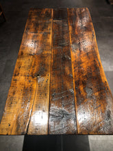 Load image into Gallery viewer, Rough Cut Reclaimed Wood Table with Steel Legs
