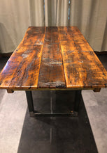 Load image into Gallery viewer, Rough Cut Reclaimed Wood Table with Steel Legs
