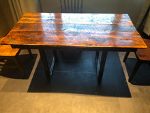 Load image into Gallery viewer, Rough Cut Reclaimed Wood Table with Steel Legs

