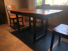 Load image into Gallery viewer, Rough Cut Reclaimed Wood Table with Steel Legs
