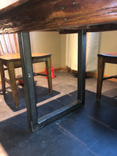 Load image into Gallery viewer, Rough Cut Reclaimed Wood Table with Steel Legs
