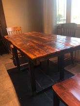 Load image into Gallery viewer, Rough Cut Reclaimed Wood Table with Steel Legs
