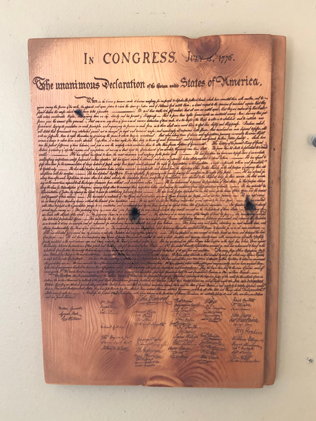 Declaration of Independence - Engraved on Reclaimed Shiplap